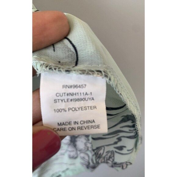 H&M Eyeshadow Women Mint Green Tropical Palm Tree Split Back Sheer Blouse Top - Picture 6 of 9